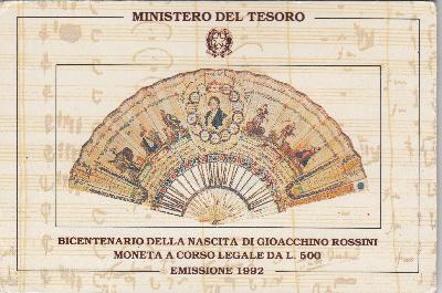 Beschrijving: 500 Lire ROSSINI ORIGIN PACKING 